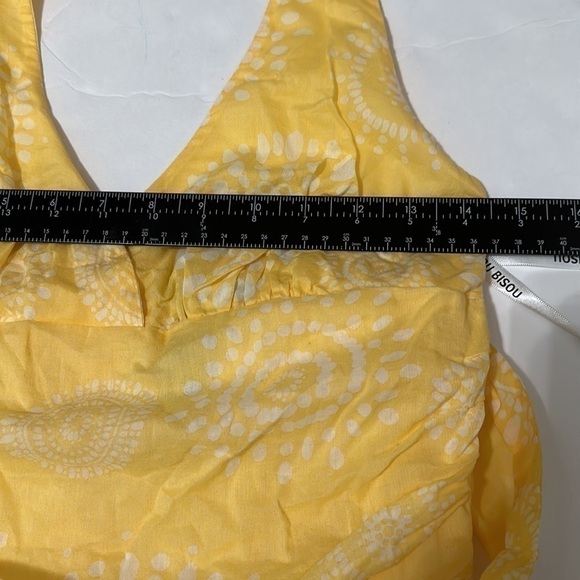 BISOU Bisou Yellow Floral Halter Cotton Dress by Michelle Bohbot Size 8 Y2K - Picture 7 of 7